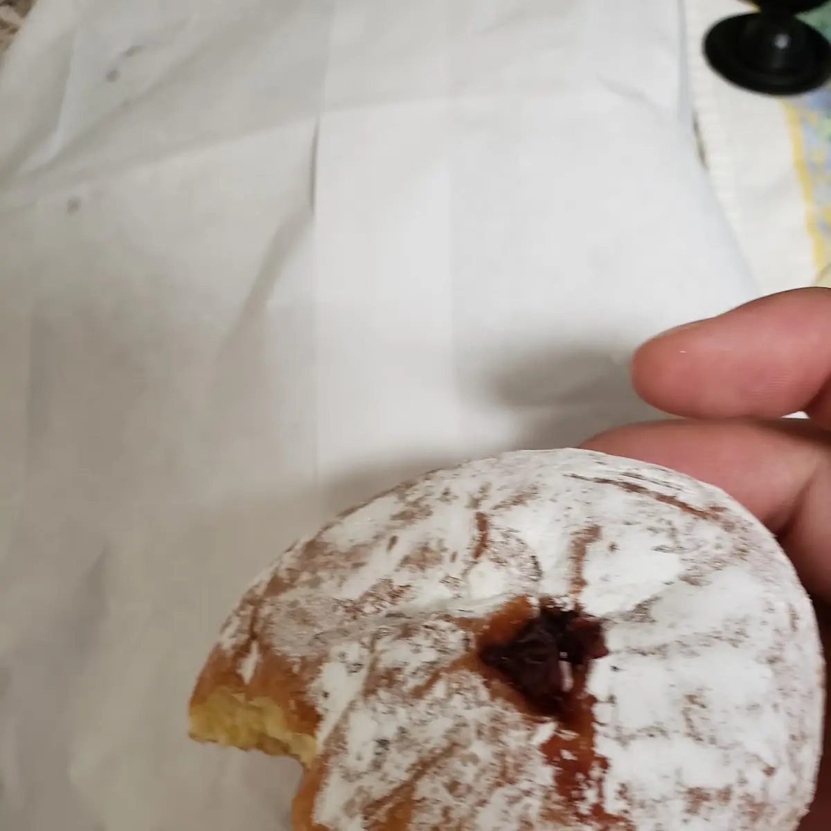 Powdered Sugar Raspberry Filled Donut