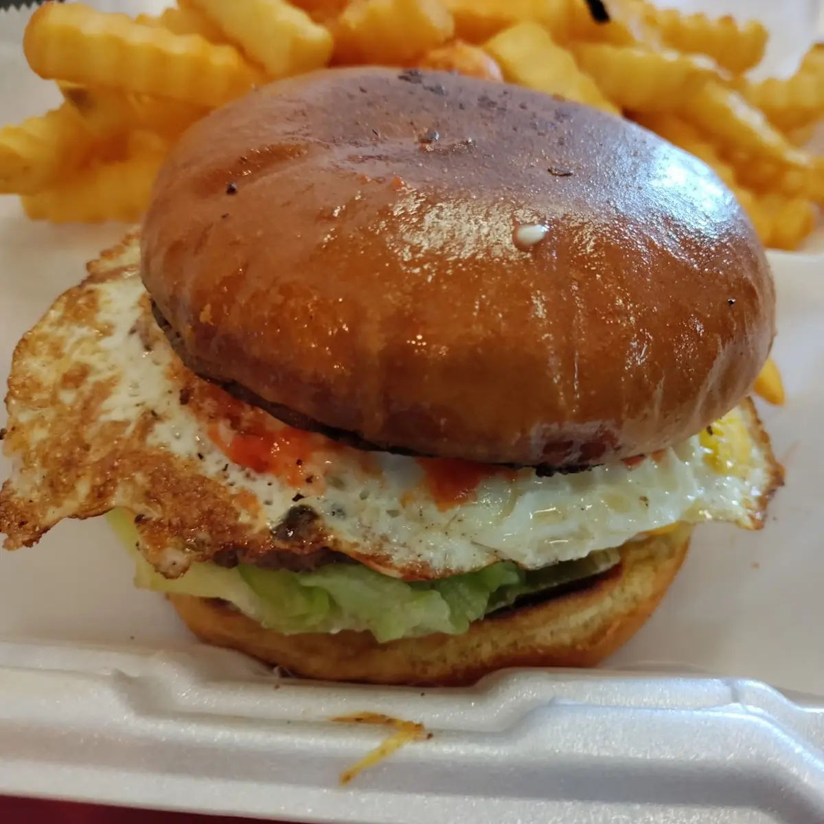 House Made Fresh Beef Burger with Fried Egg Topping