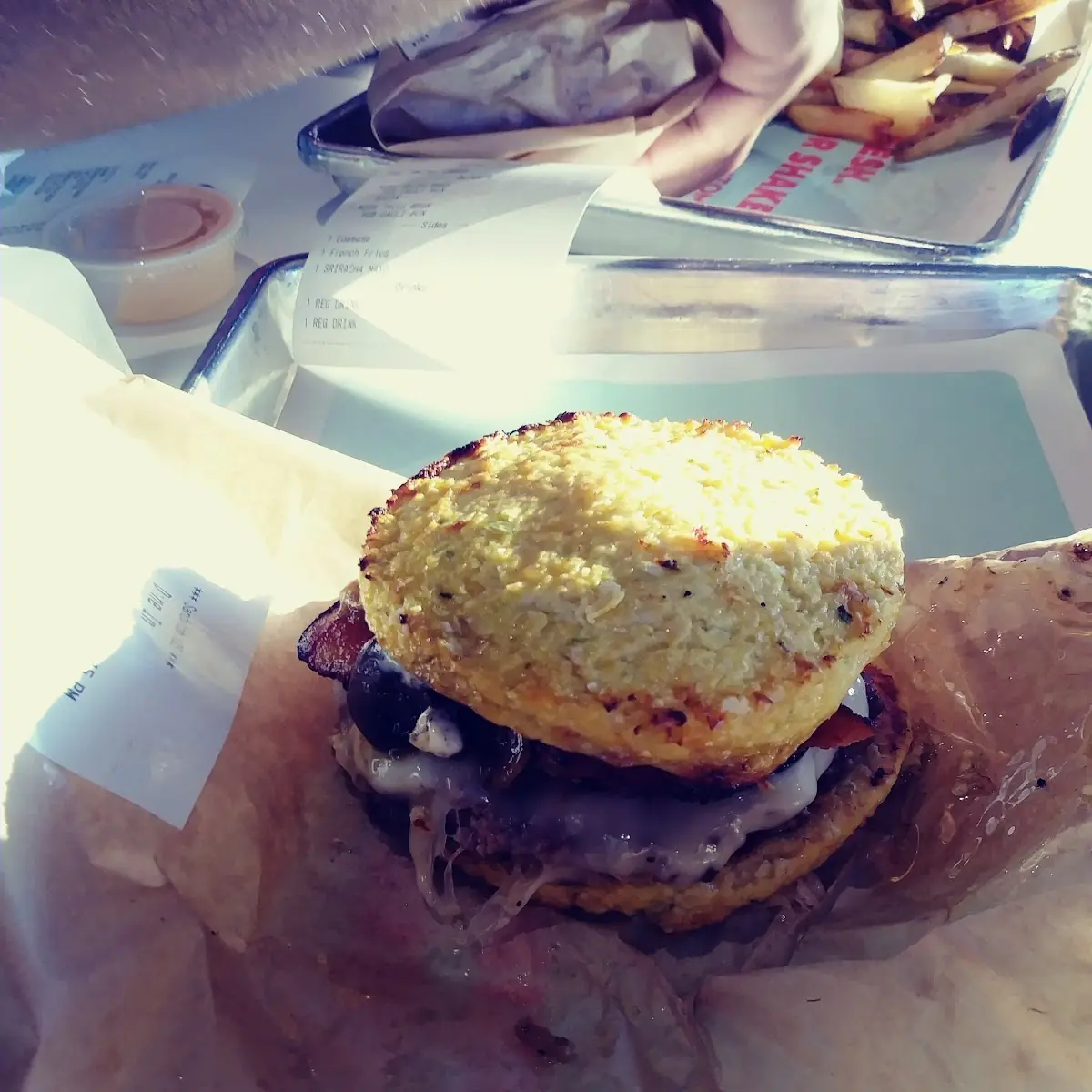 Cauliflower Bun Swiss Mushroom Burger