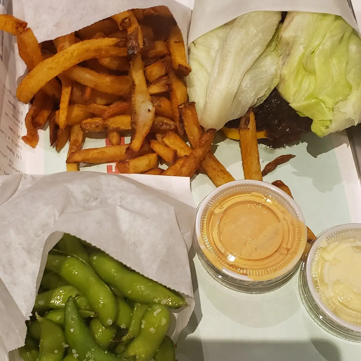 Edamame Beans Cheeseburger Meal