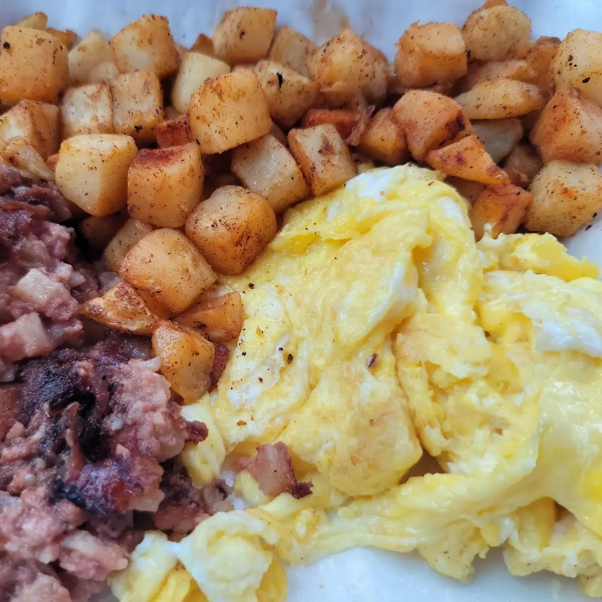 Scrambled Eggs Home Fries Corned Beef Hash