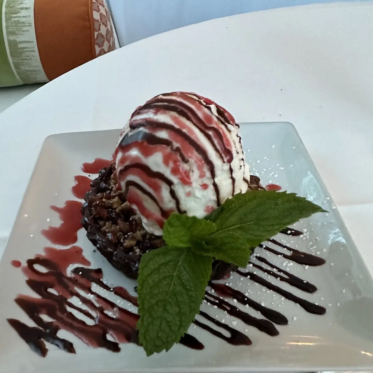 Warm Chocolate Lava Cake with Vanilla Gelato and Fresh Berry Compote