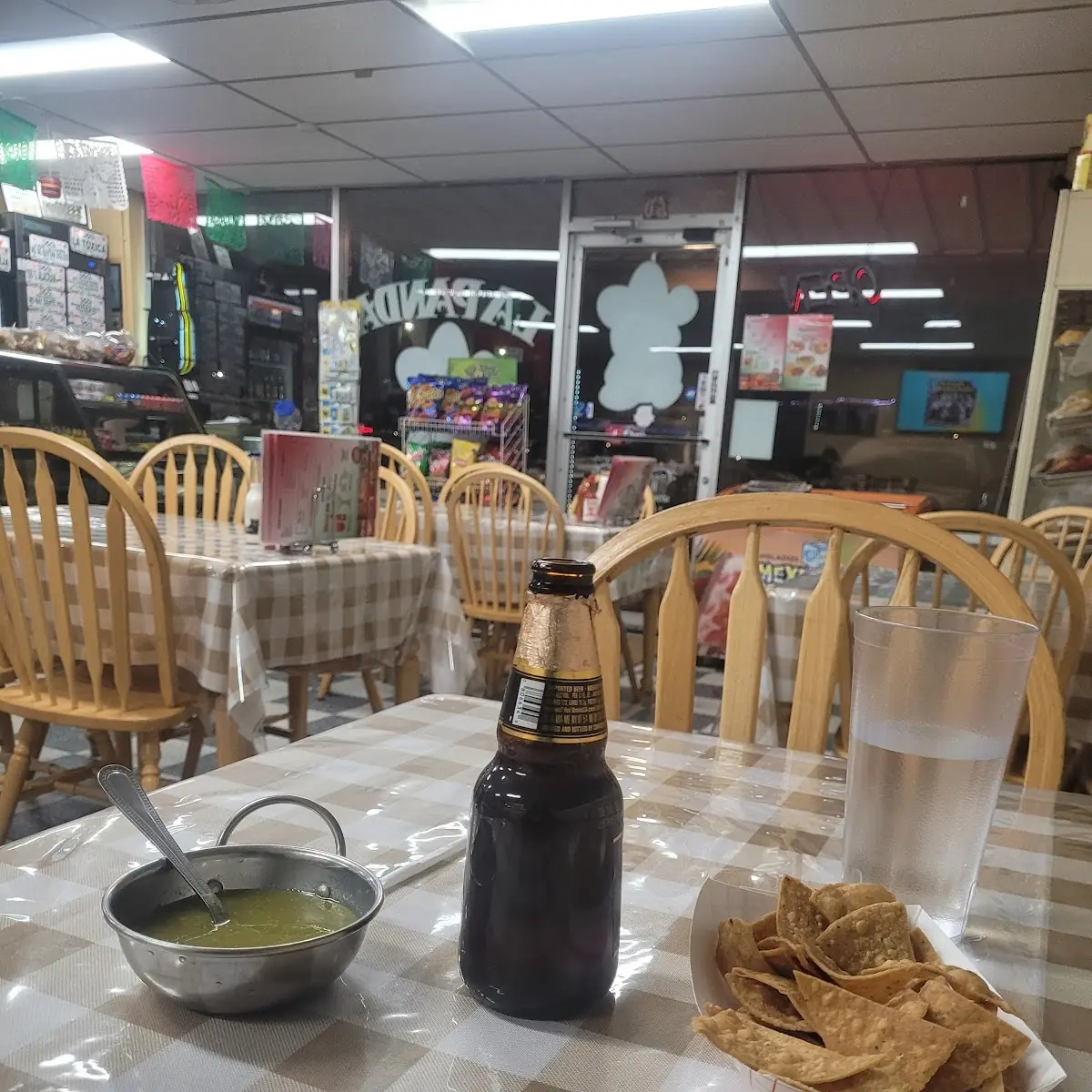 Chips and Salsa and Negra Modelo Beer