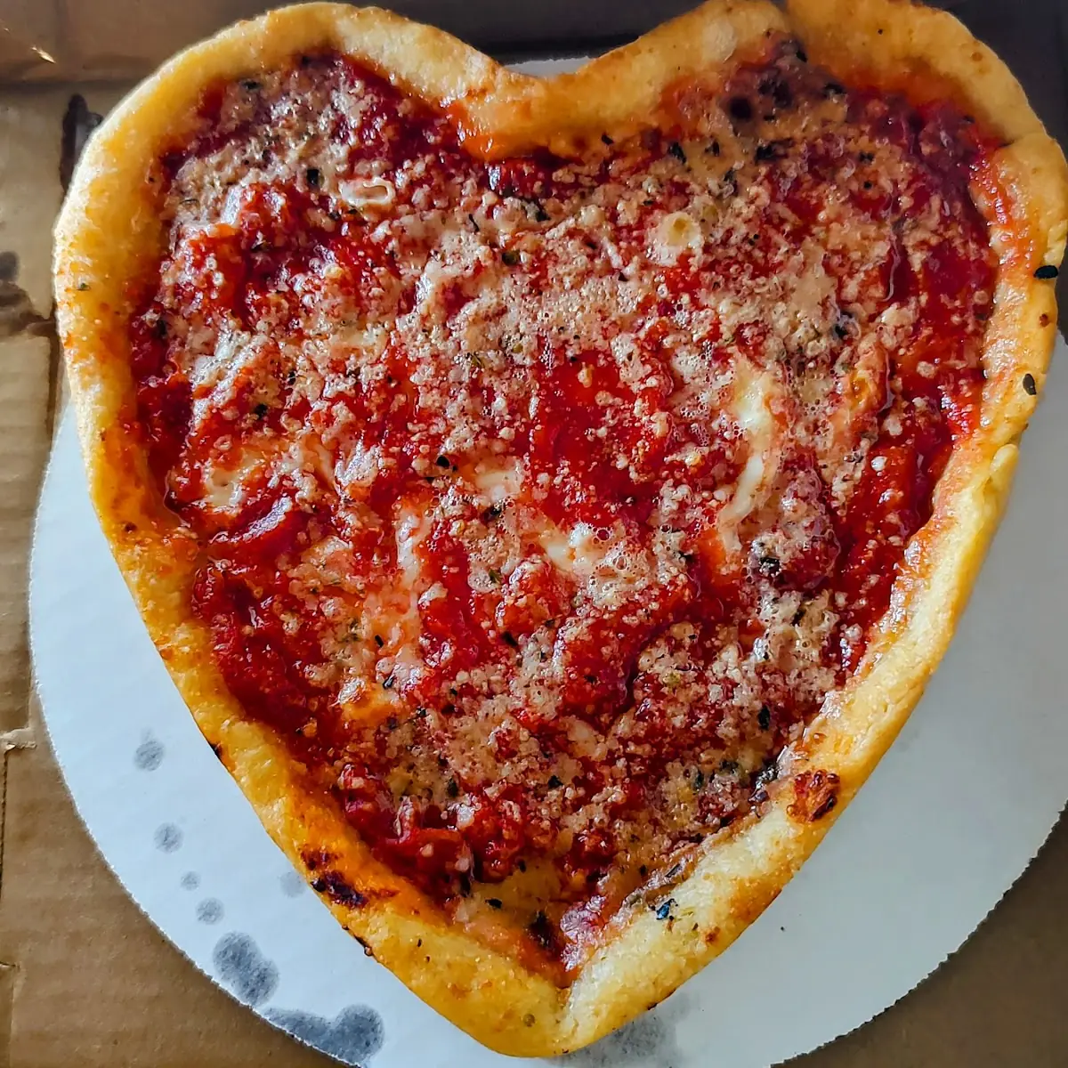 Heart-Shaped Cheese Deep Dish Pizza