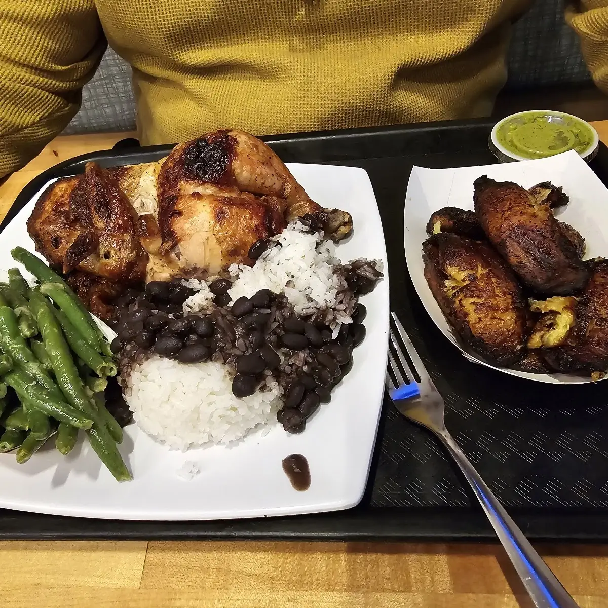 Half Roasted Chicken Rice String Beans