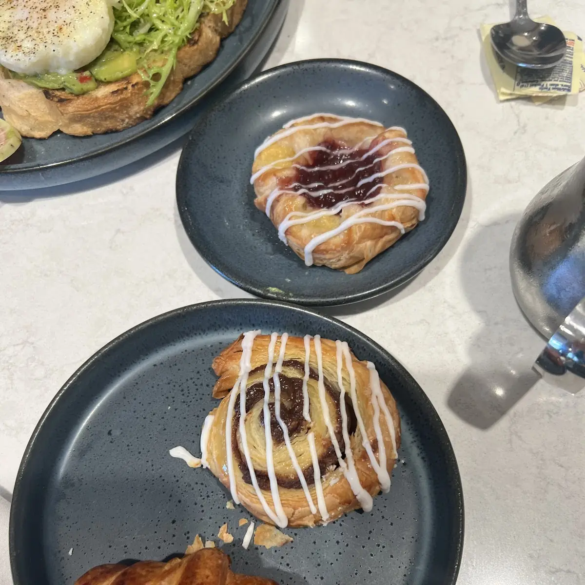 Crossiant and Cinnamon Roll and Danish