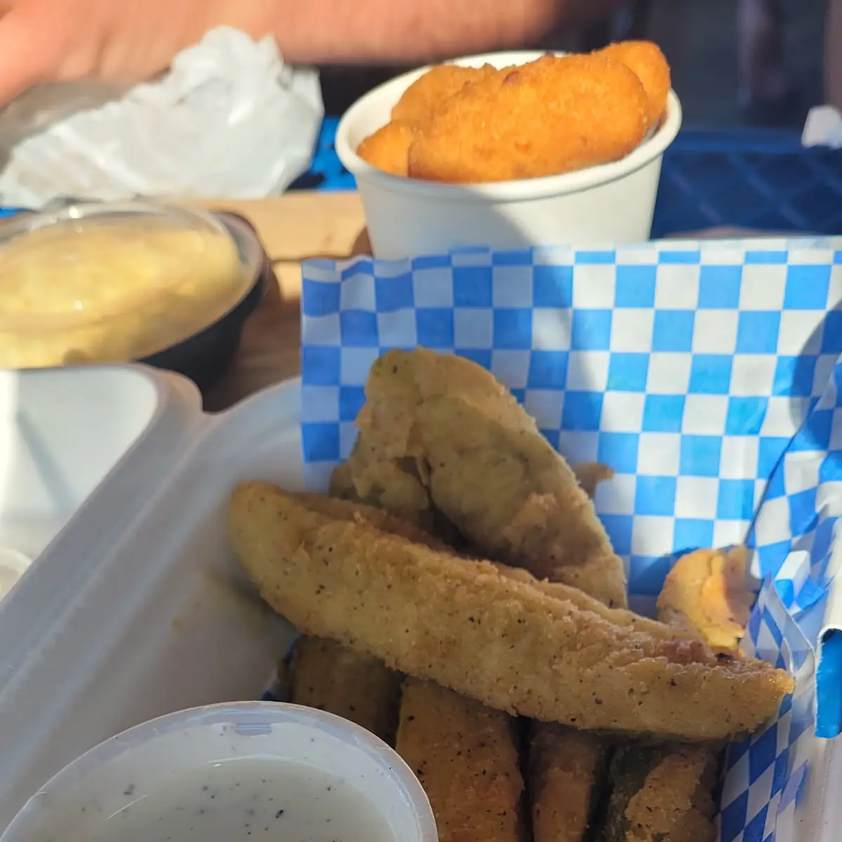 Fried Dill Pickle Spears Served with Homemade Ranch Dressing