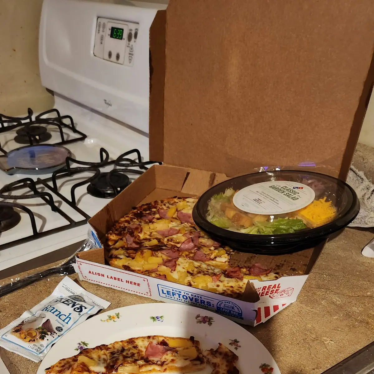 Salad & Thin Crust Pineapple Pizza