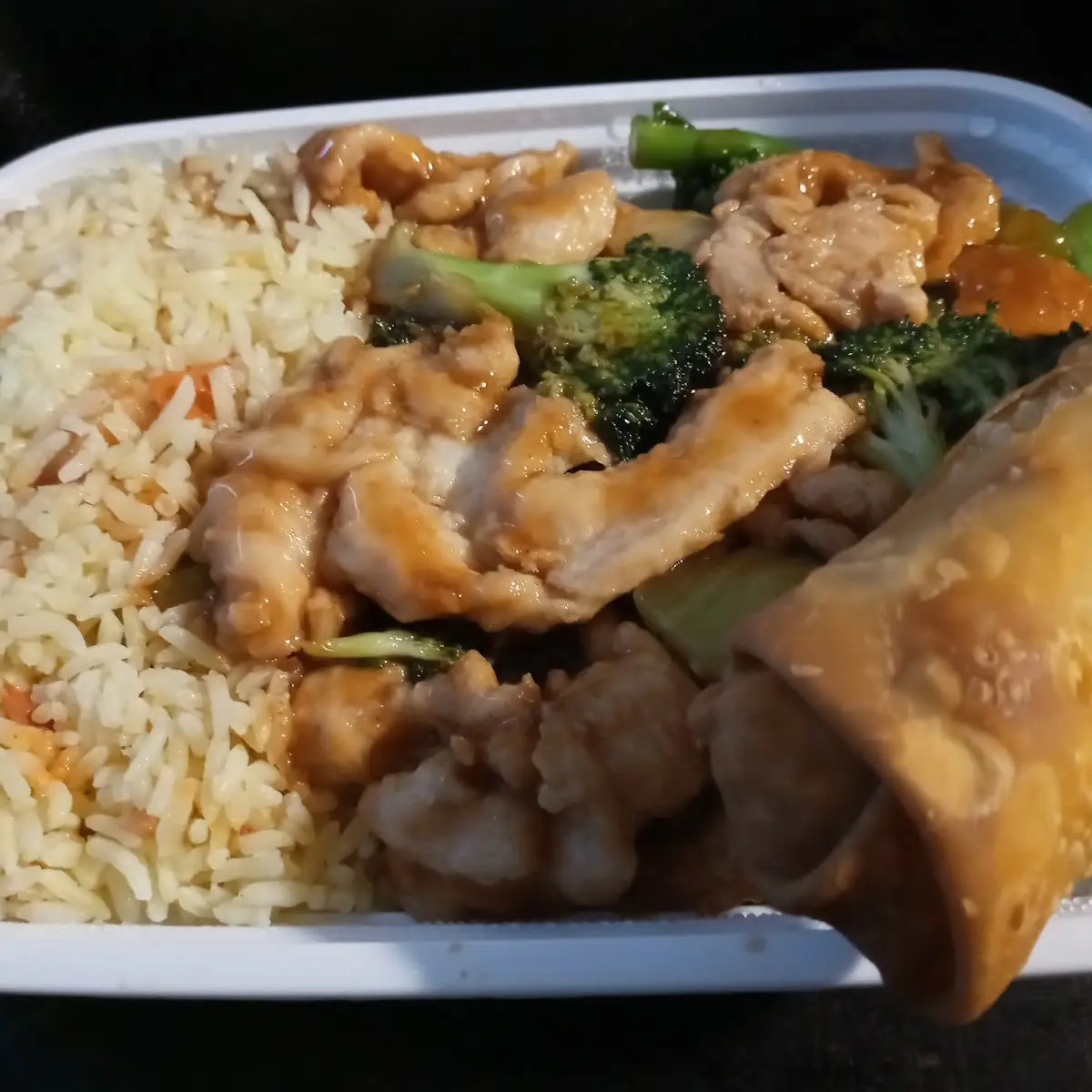 Chicken and Broccoli with Egg Roll