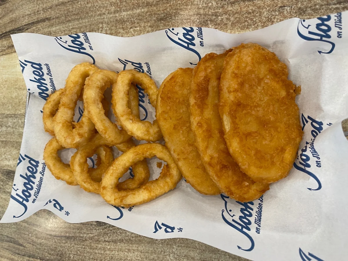 Potato Scallops and Squid Rings, Hooked On Middleton Beach Fish & Chips
