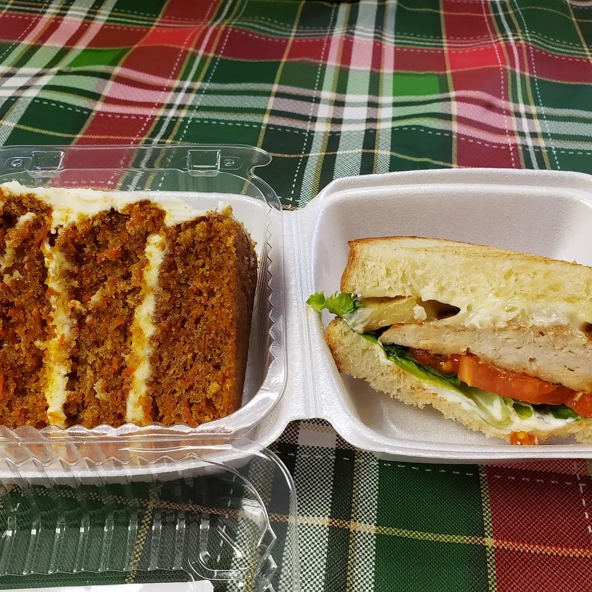 Chicken Teriyaki Sandwich & Carrot Cake