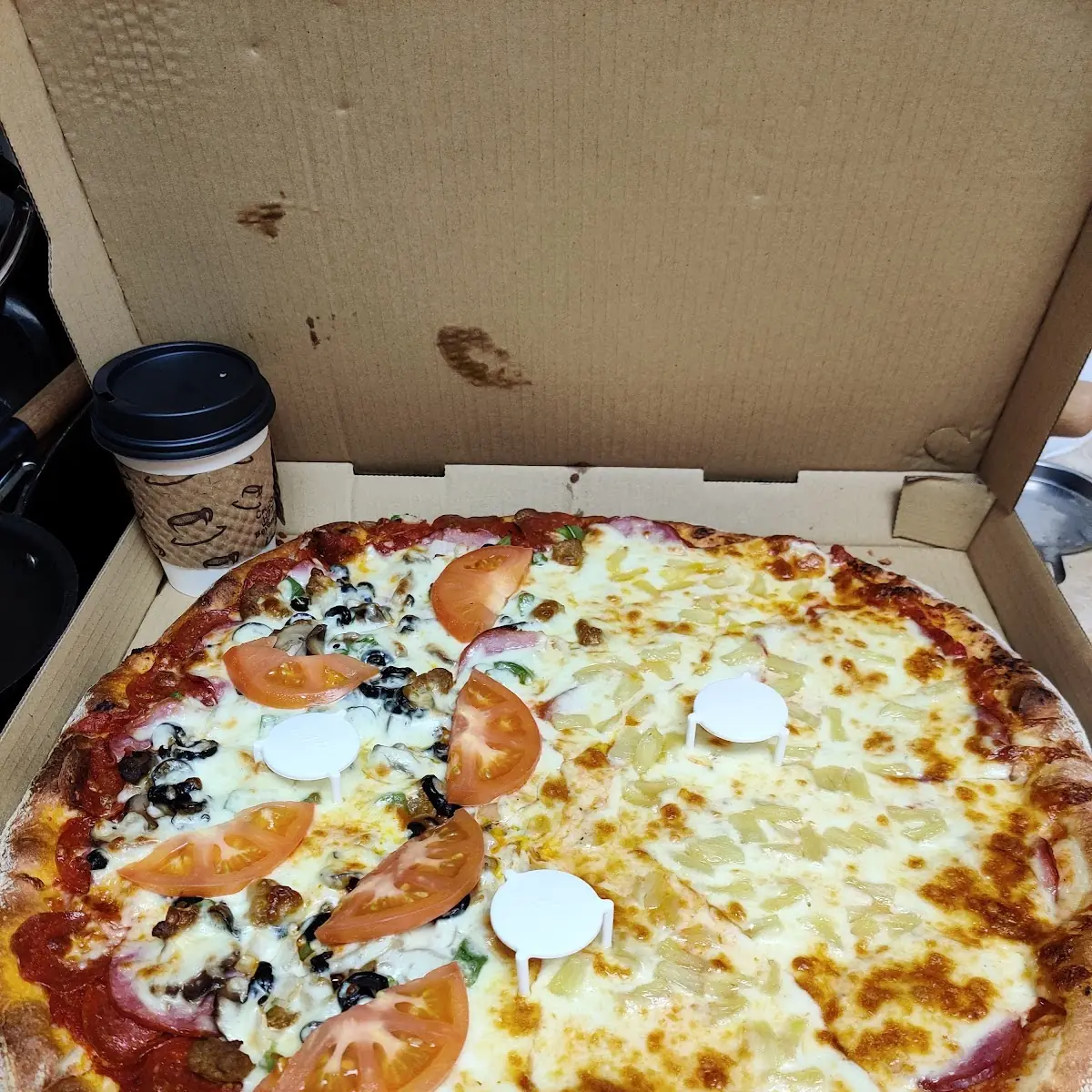 Had N Half Hawaiian and Supreme Pizza