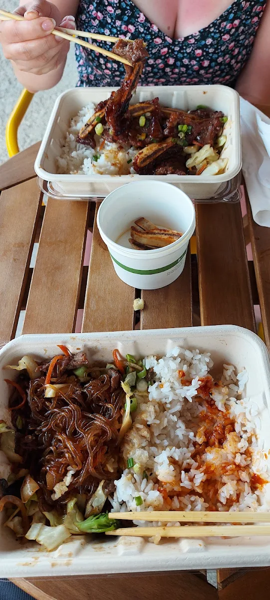 Gal Bi Beef Ribs and Jap Chae BAP Glass Noodles and Marinated Beef