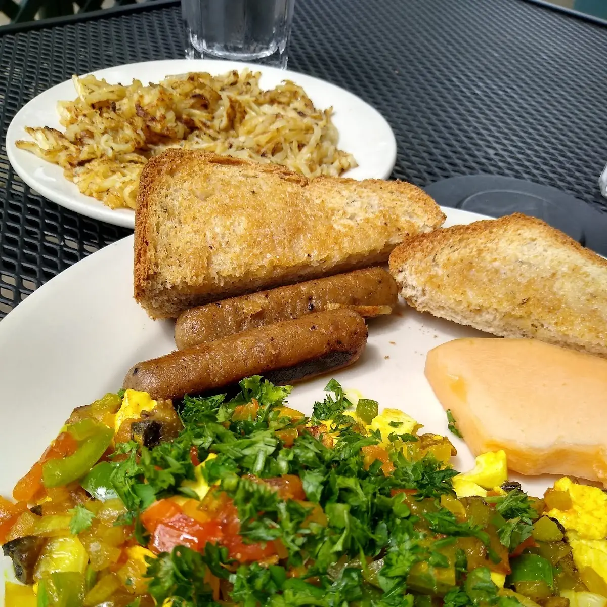 Scrambled Tofu with Vegetarian Sausage