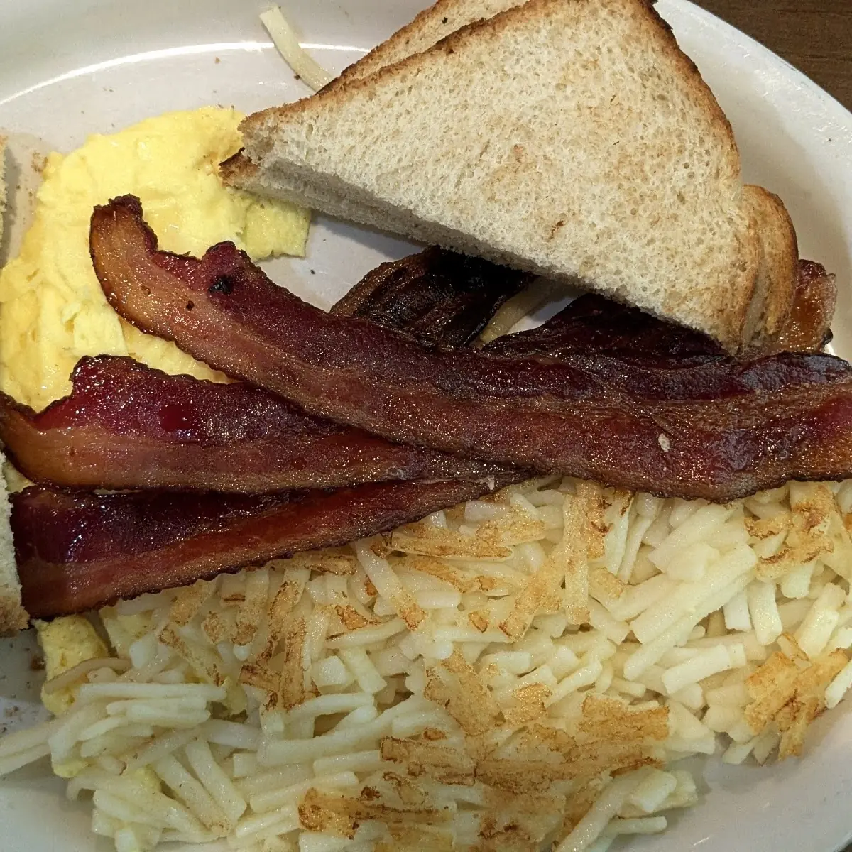 Eggs Hash Browns Toast & Bacon
