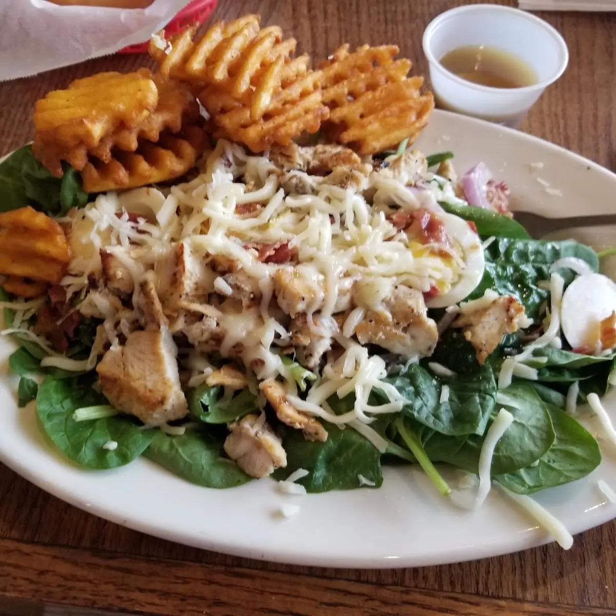 Chicken Spinach Salad with Bacon Dressing