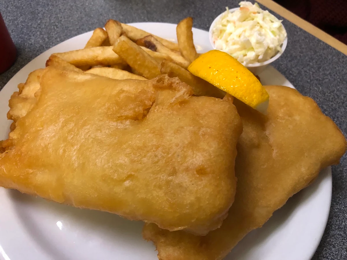 White Fish and Fries with Coleslaw