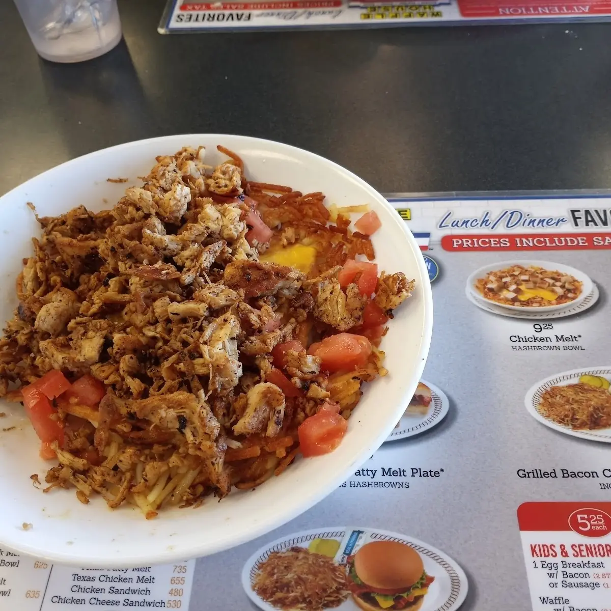 Chicken Melt Hashbrown Bowl with Tomatoes