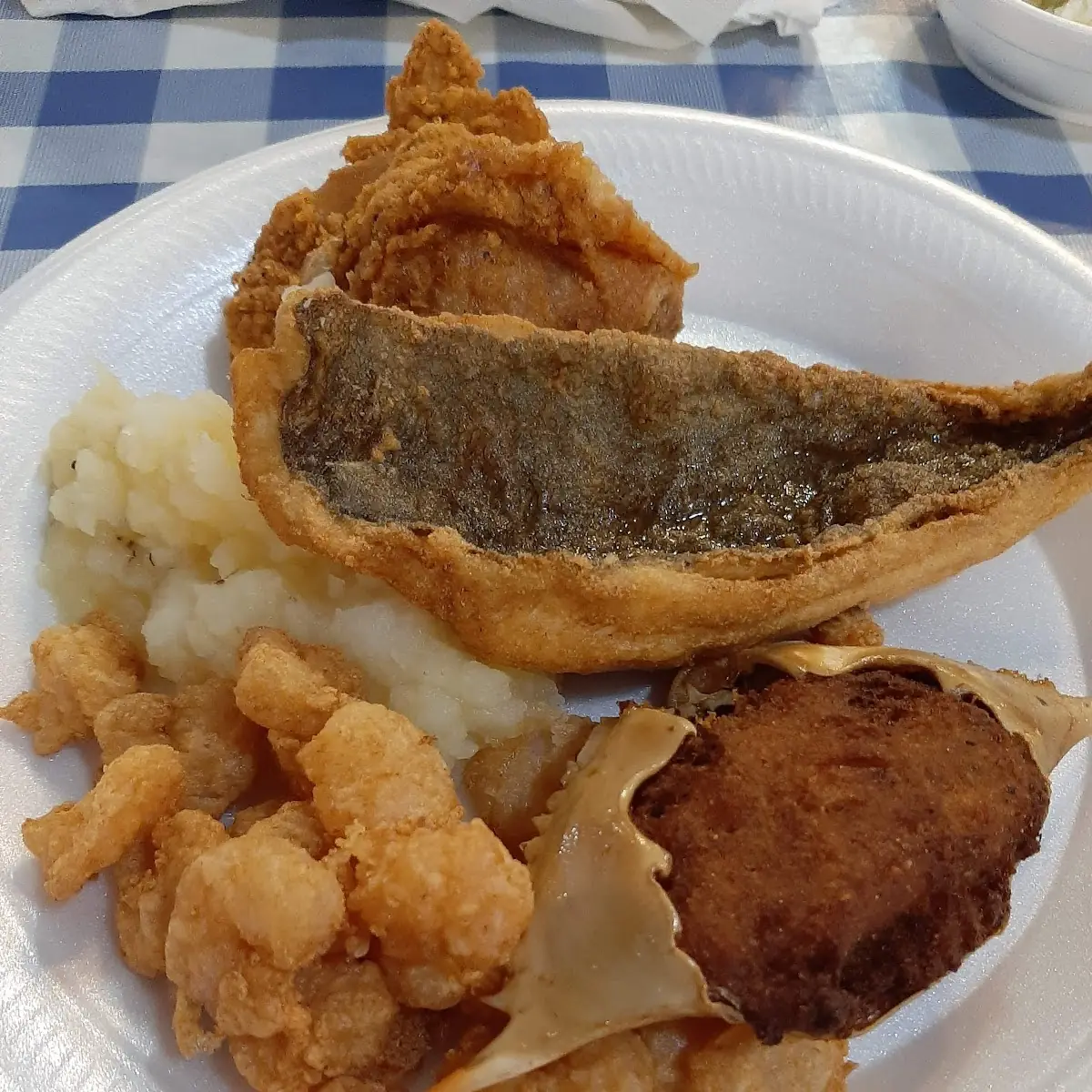 Fried Shrimp Fried Fish Boiled Potatoes