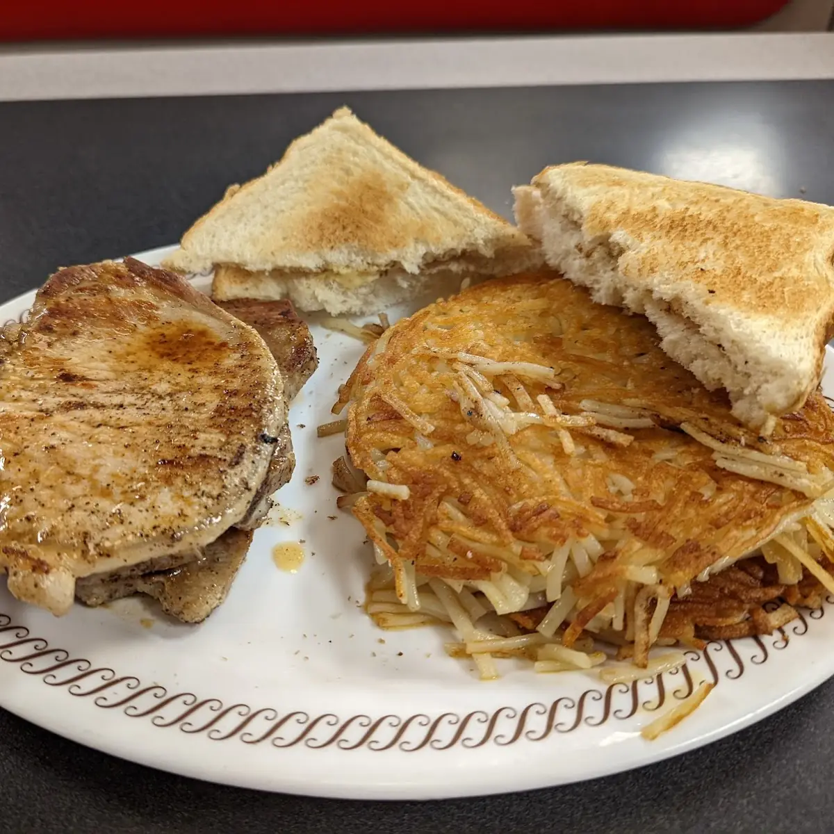 Pork Chop Dinner with Hash Browns
