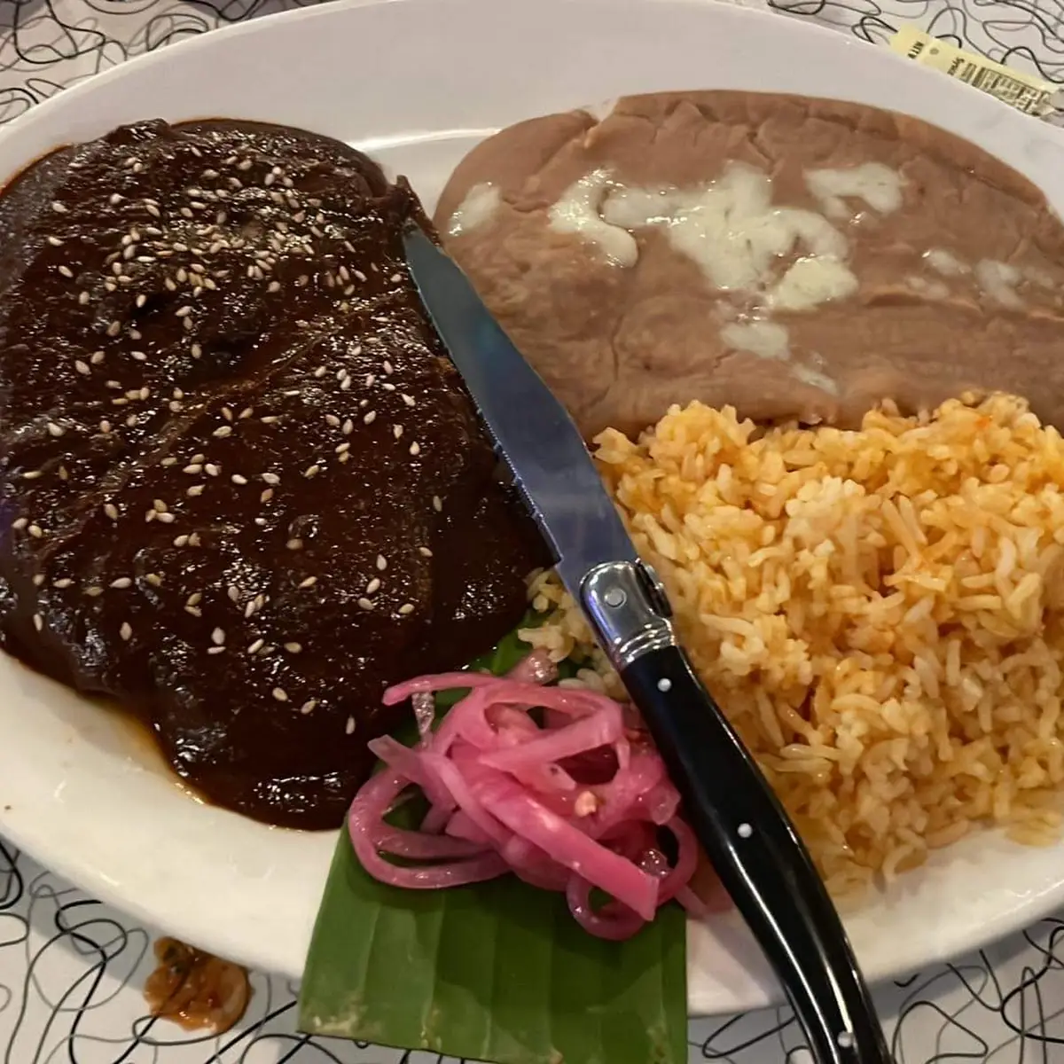 Mole Enchiladas with Rice Beans