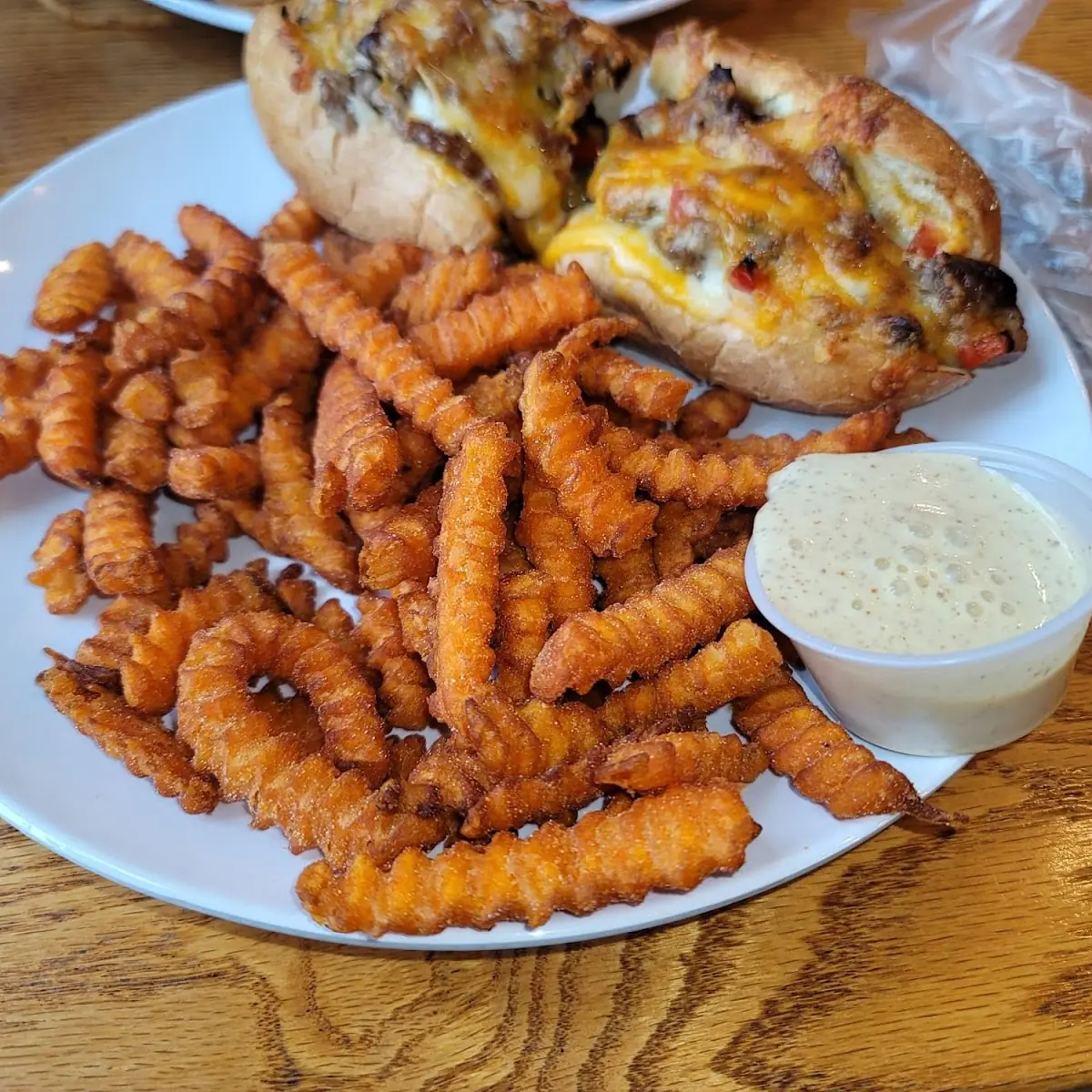 Steak Bomb and Sweet Potato Fries