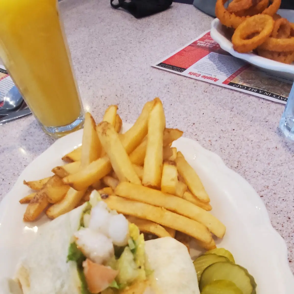 Shrimp Caesar Wrap with French Fries