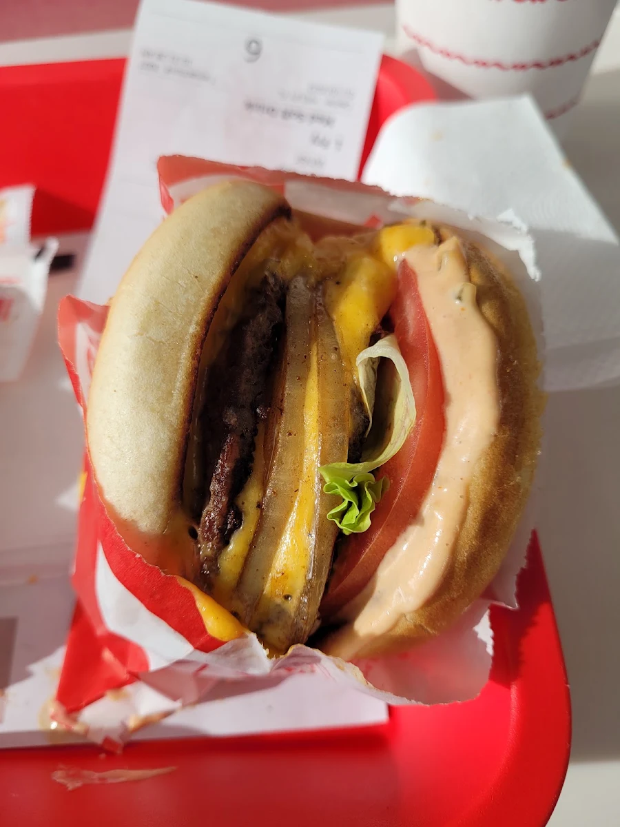 Double Double Cheeseburger with Whole Grilled Onions