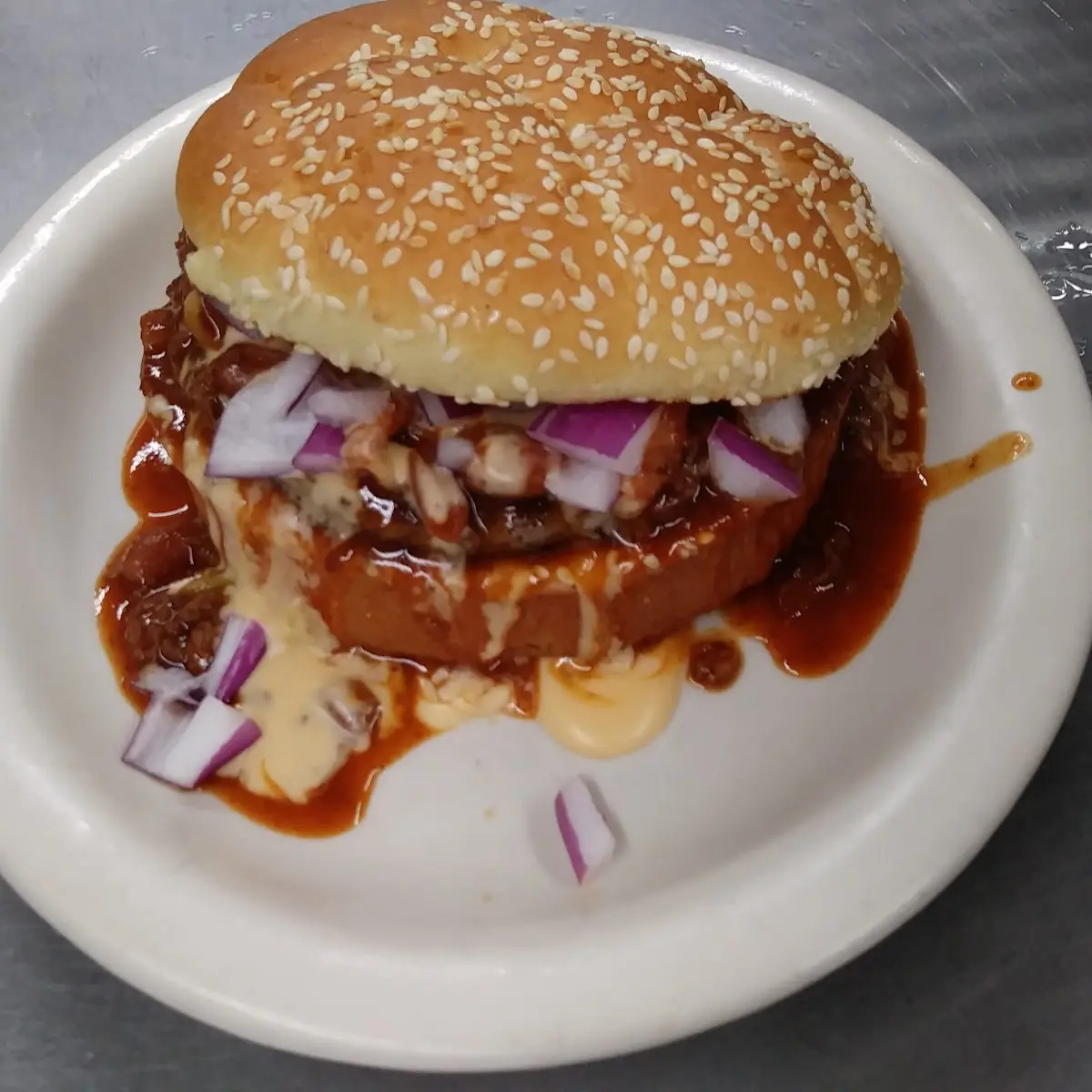 Nacho Cheese Chili Burger