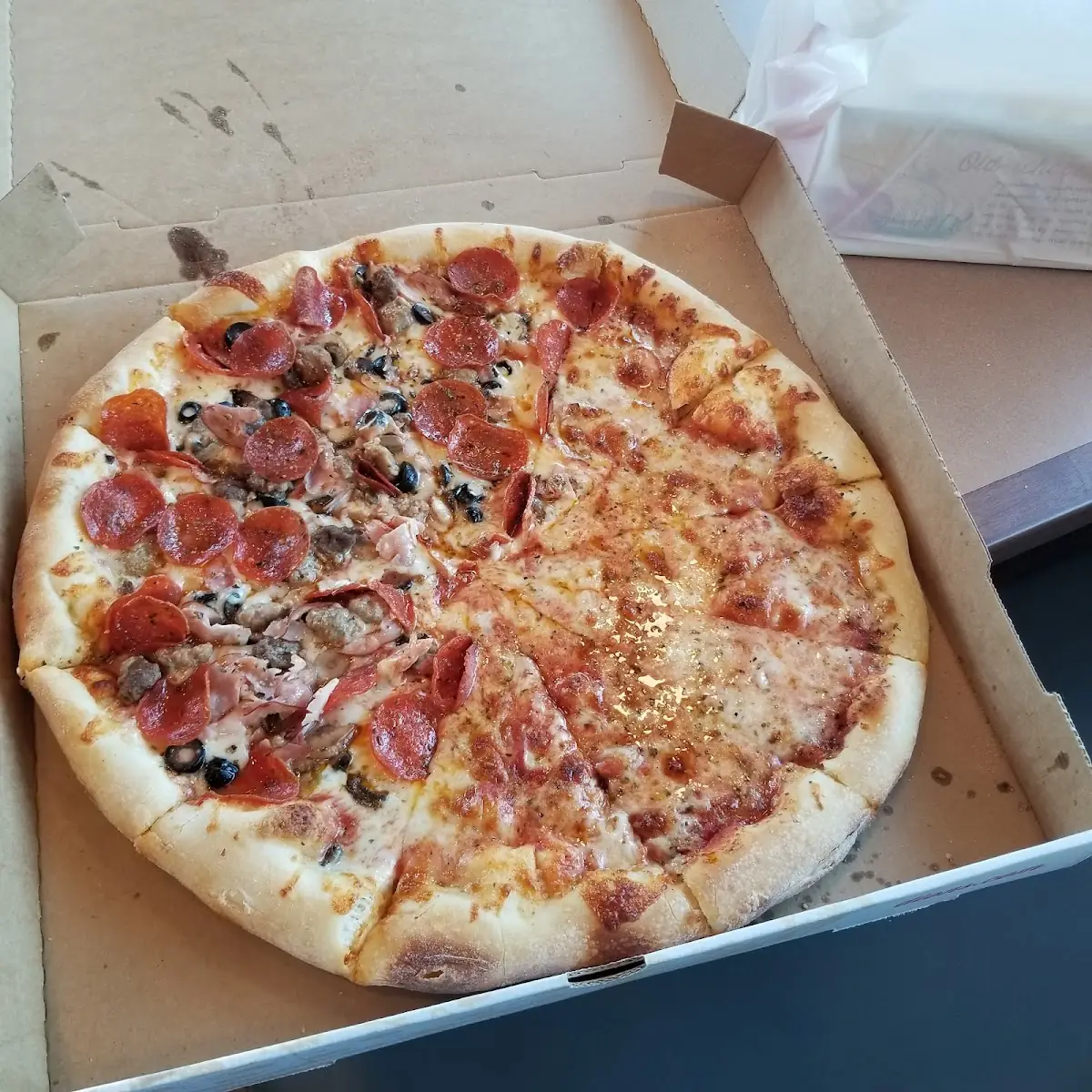 Meat Lovers and Cheese Pizza