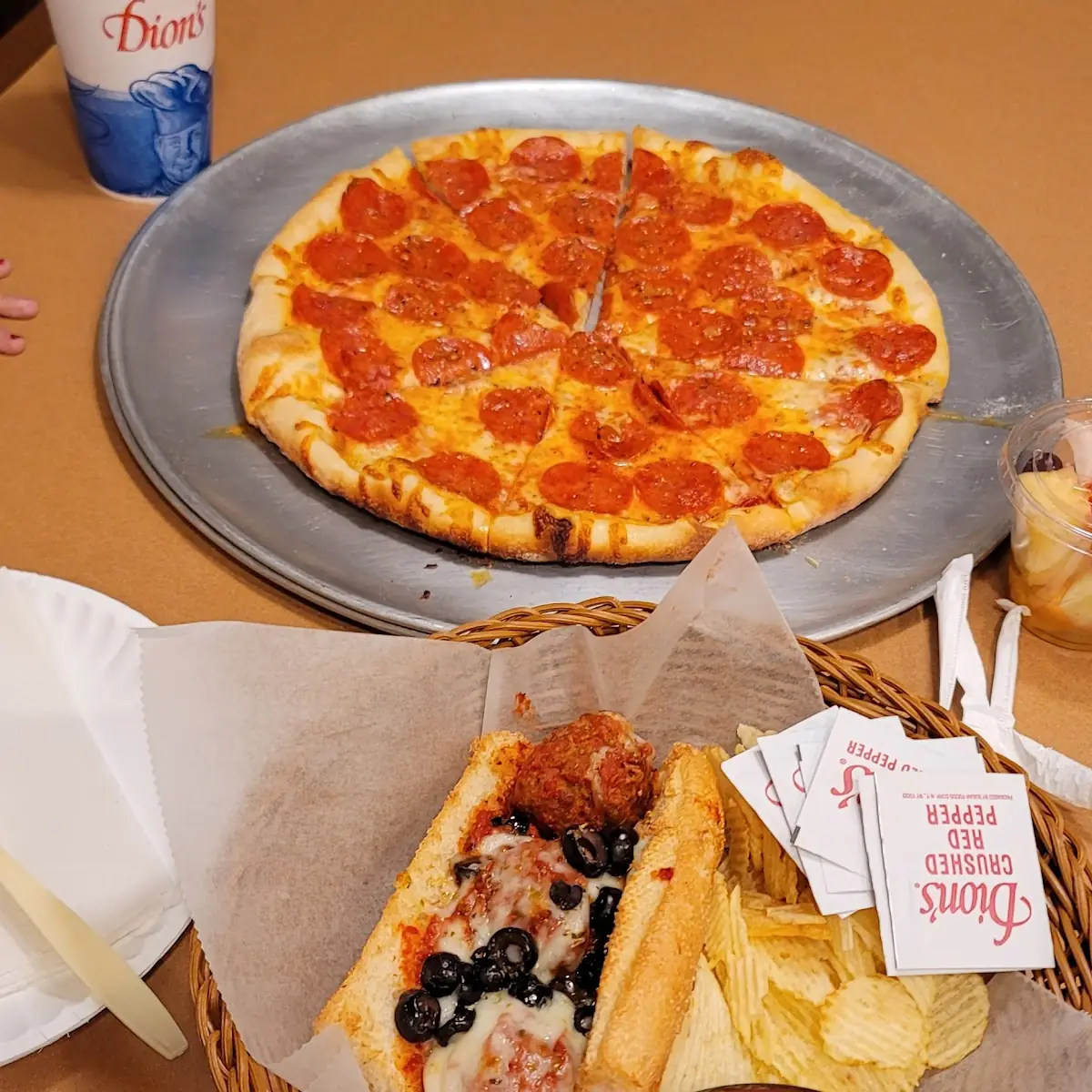 Meatball Sub and Peperoni Pizza