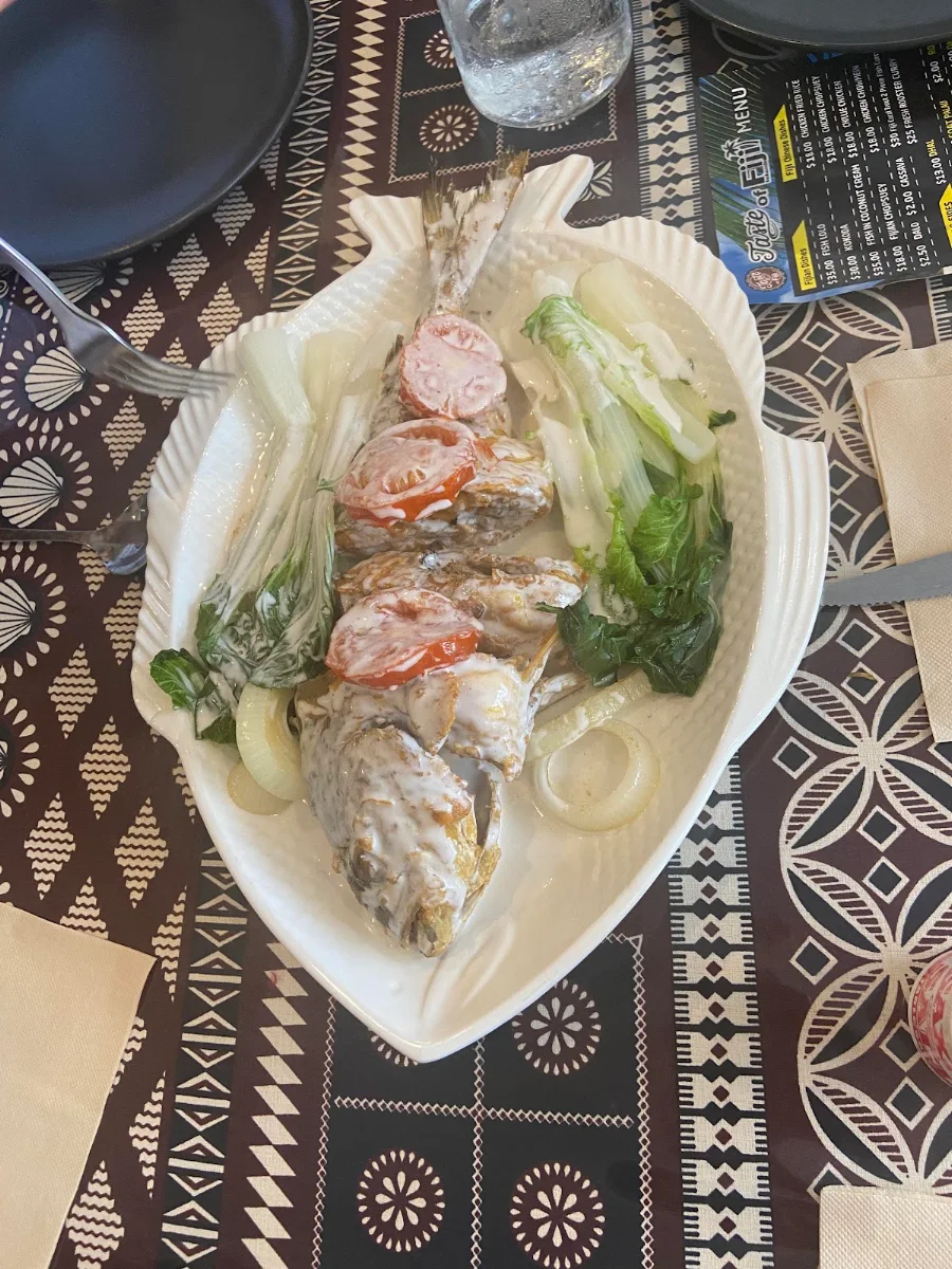 Deep Fried Fish with Coconut Cream Sauce