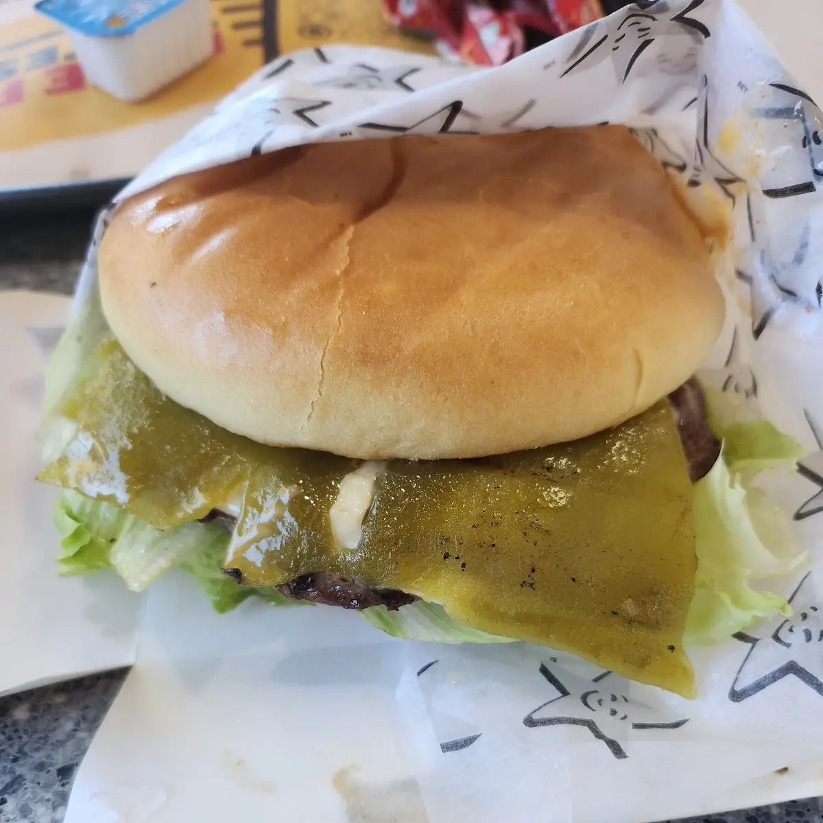 Charbroiled Green Chile Burger