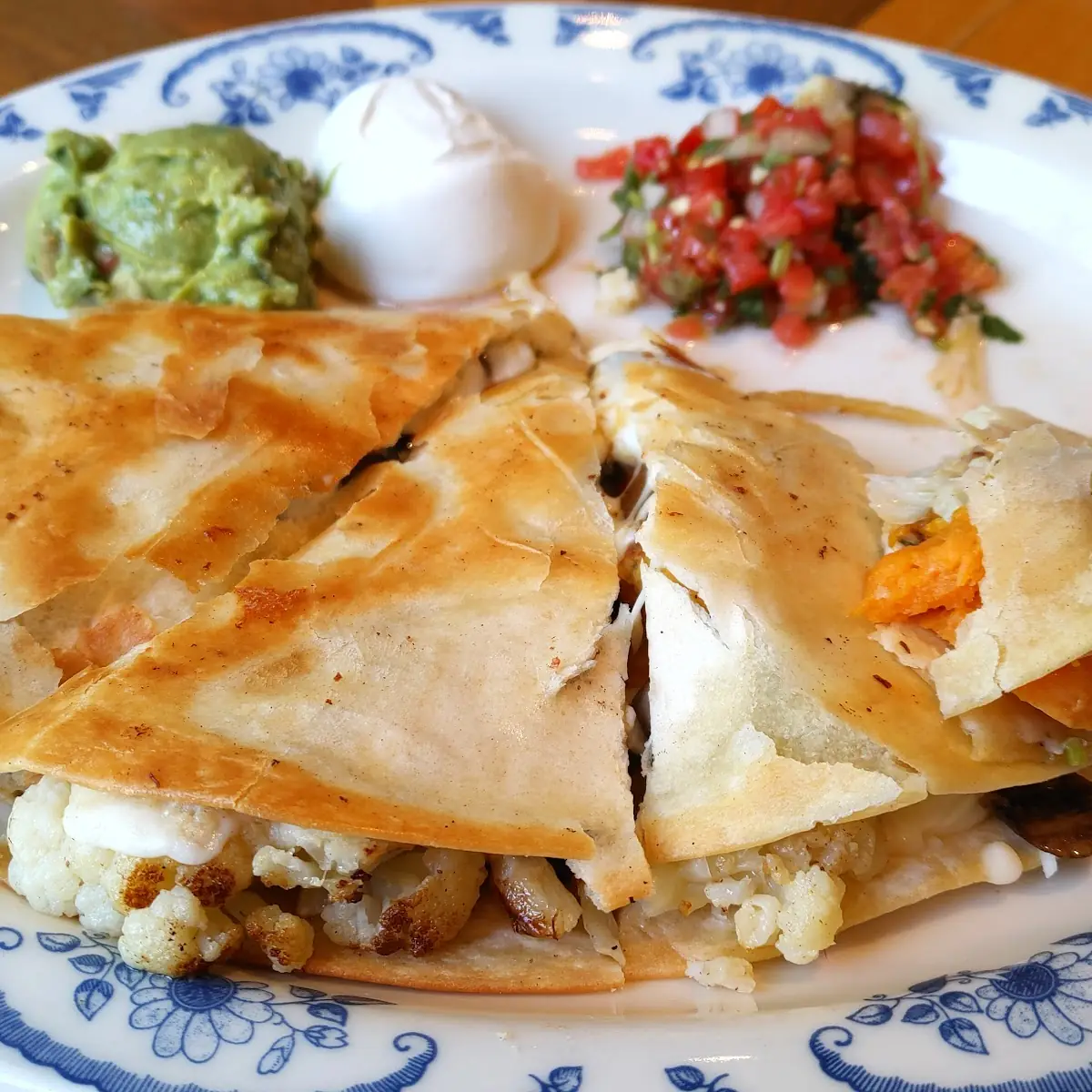 Quesadilla with Guacamole and Sour Cream