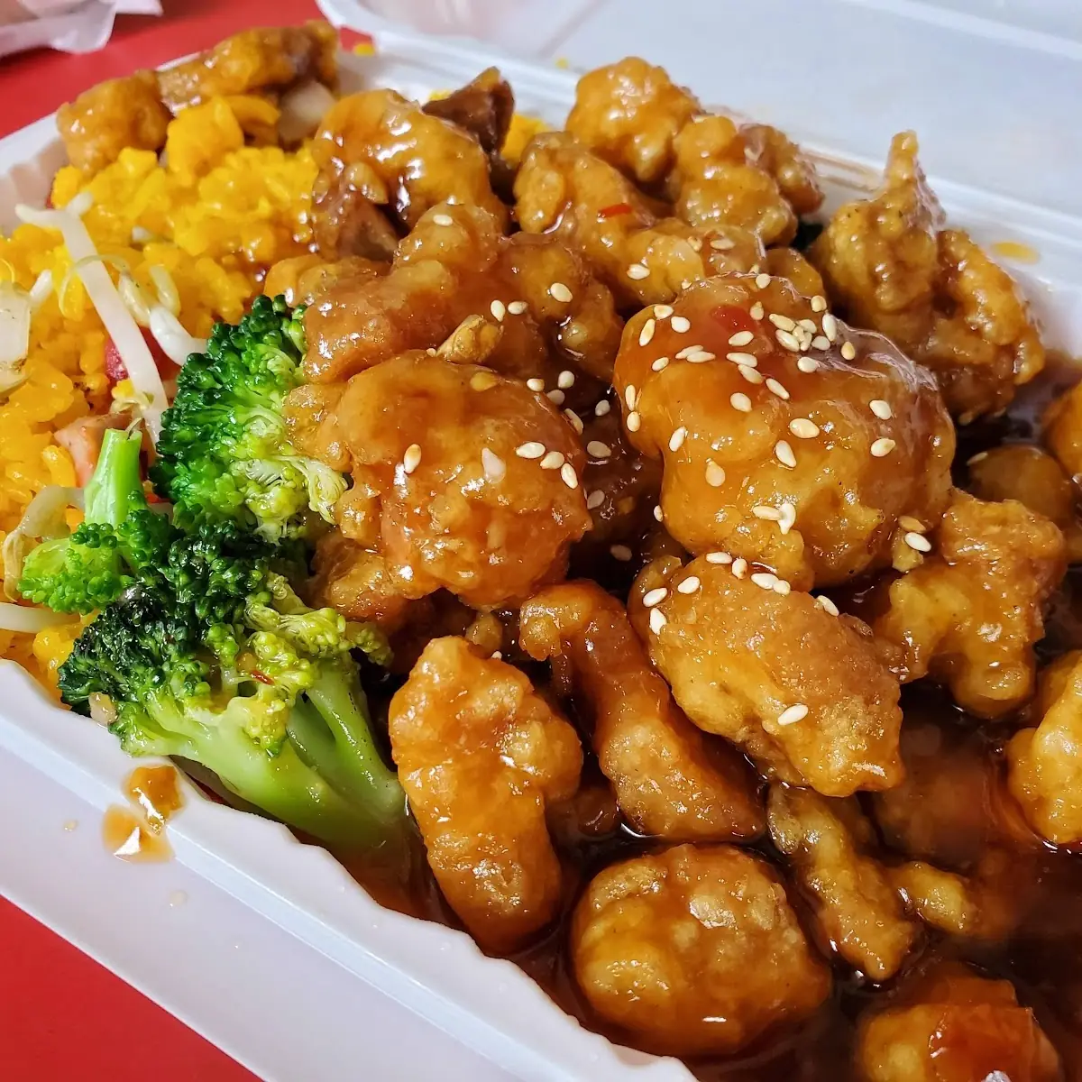 Sesame Chicken with Pork Fried Rice