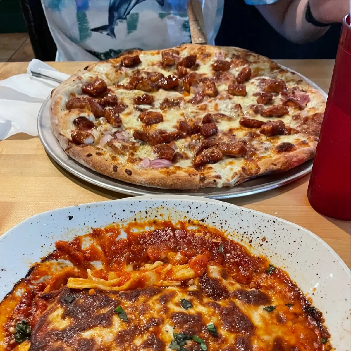 Lasagna and BBQ Chicken Pizza