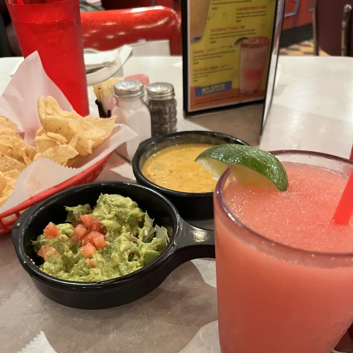 Chips Guacamole and Queso Cheese Sauce