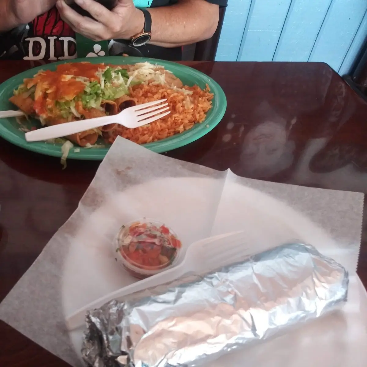 Flautas and Carne Asada Burrito
