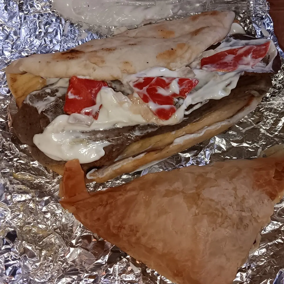 Gyro Sandwich and Spinach Pie