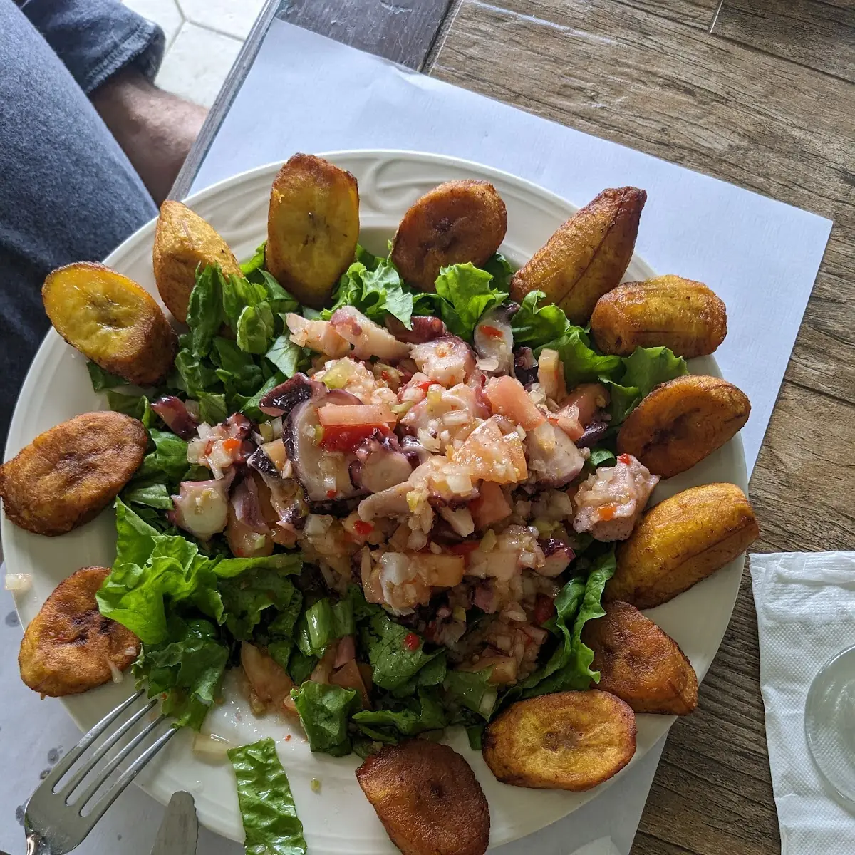 Octopus Salad with Riped Plantains