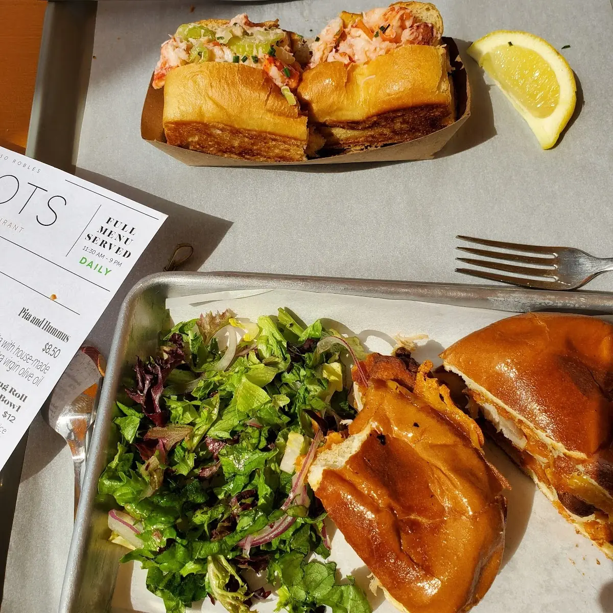 Lobster Roll and Pulled Pork Sandwich