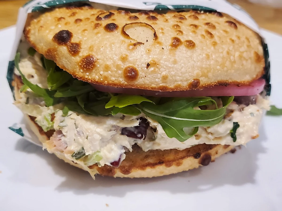 Roast Chicken Salad Bagel, Tuckshop cafe & bagels