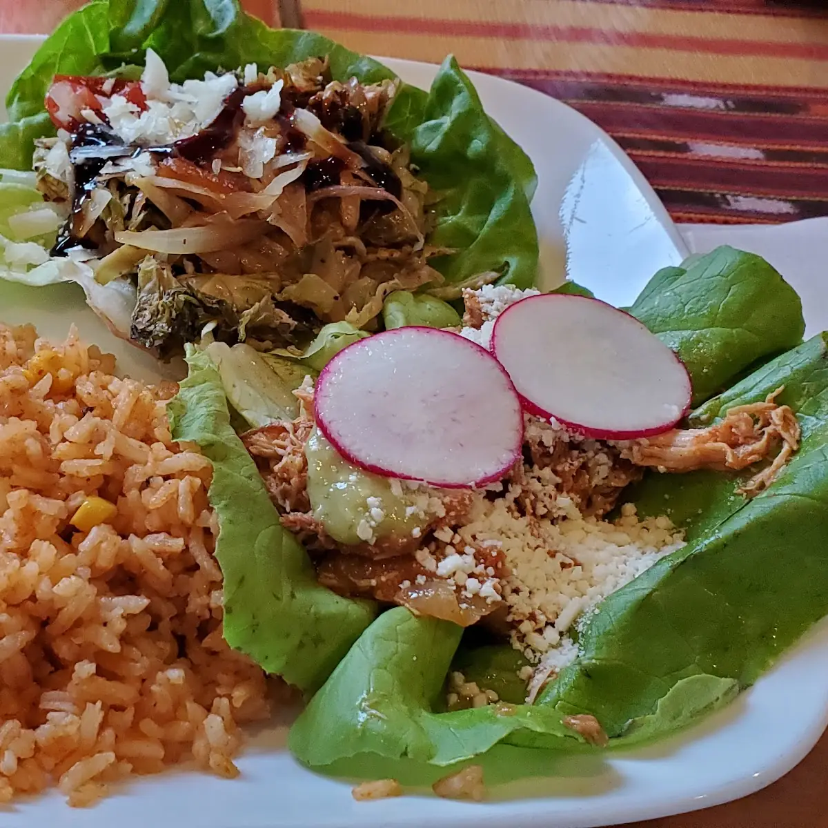 Taco Veggie Wrap Chicken Tinga Spanish Rice