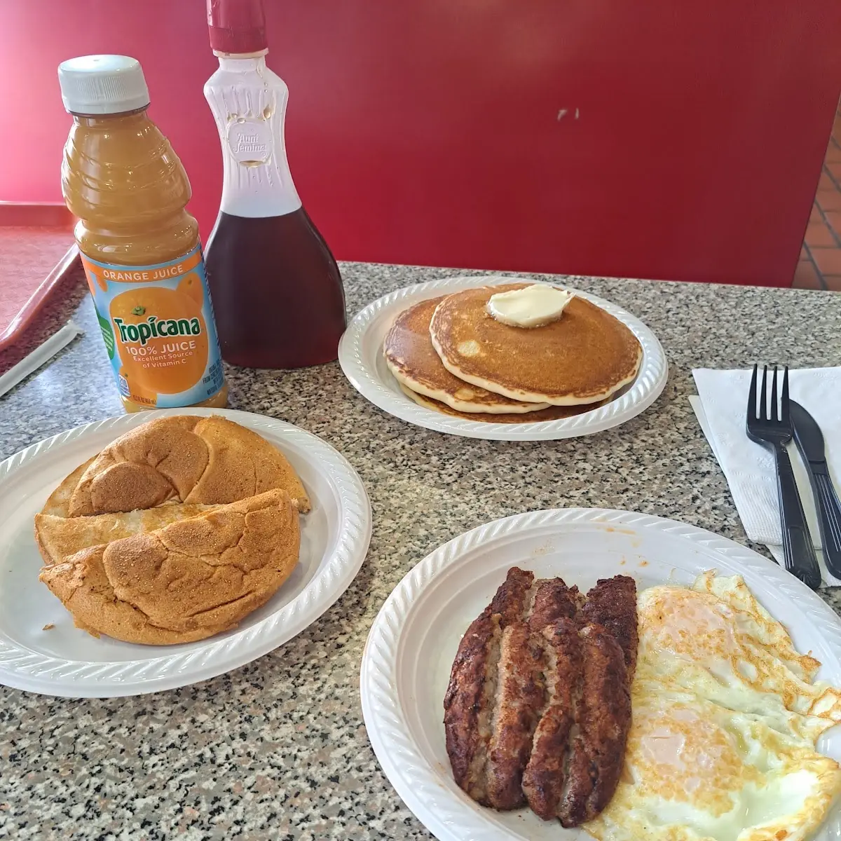 Egg Sausage Pancake Combo