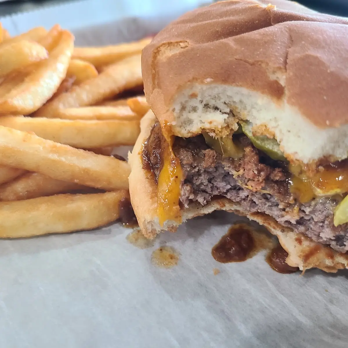 Chili Cheese Burger with Cheddar Cheese