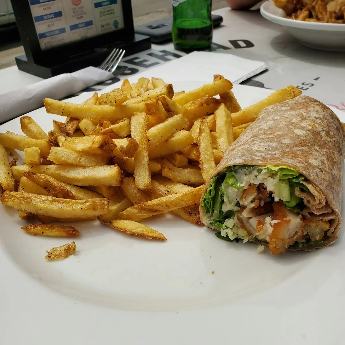 Chicken Caesar Wrap and Fries