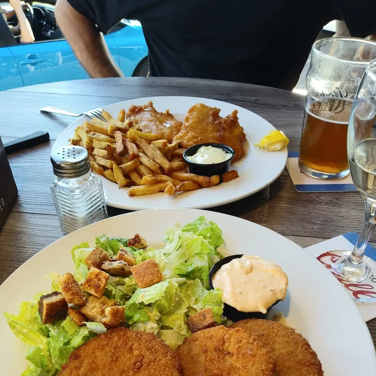 Crab Cakes and Halibut& Chips