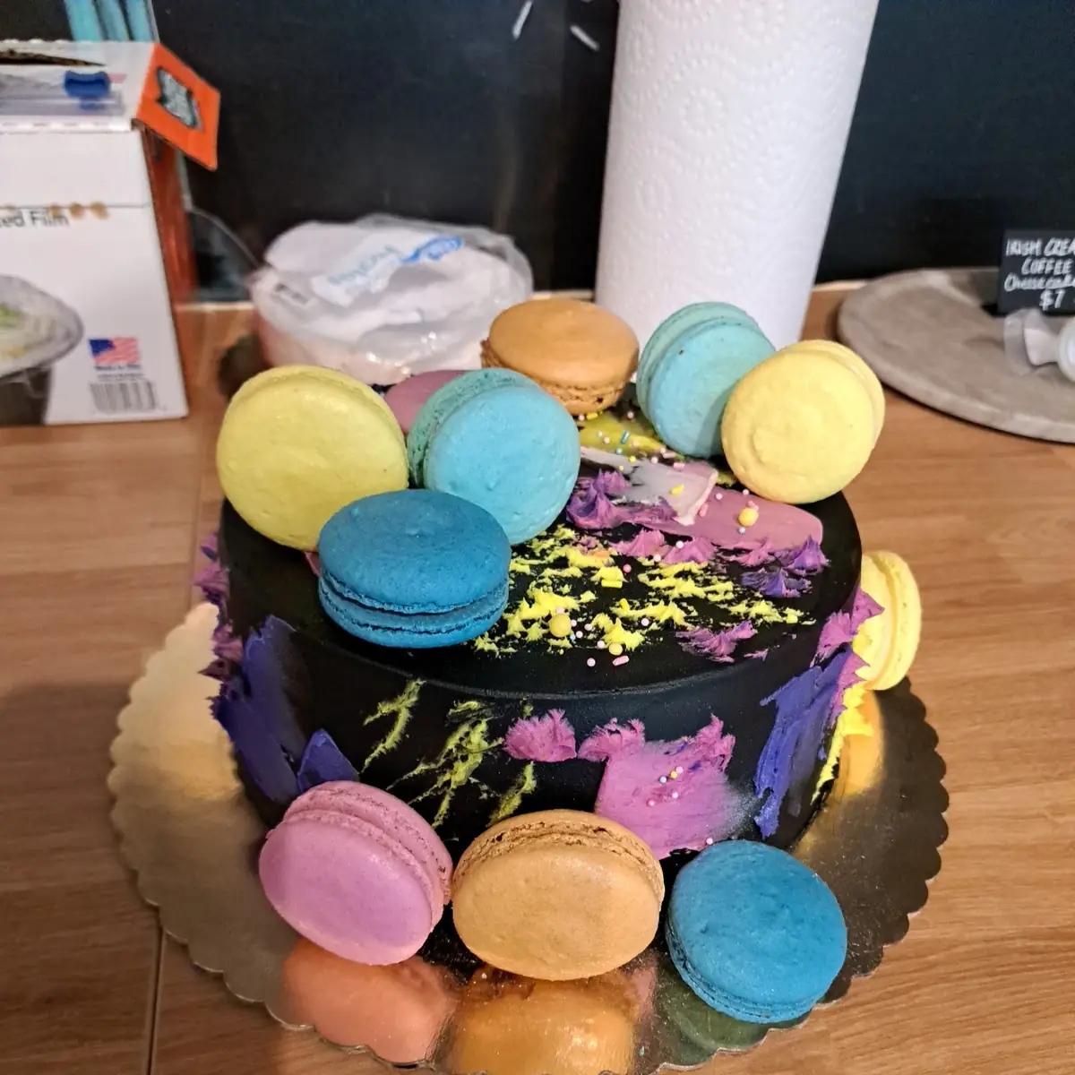 White Chocolate Strawberry Cake with Macroons