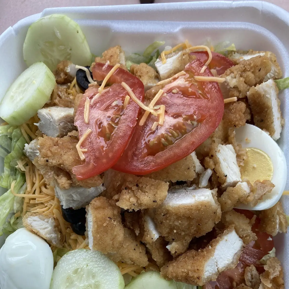 Fried Chicken Salad with Toppings