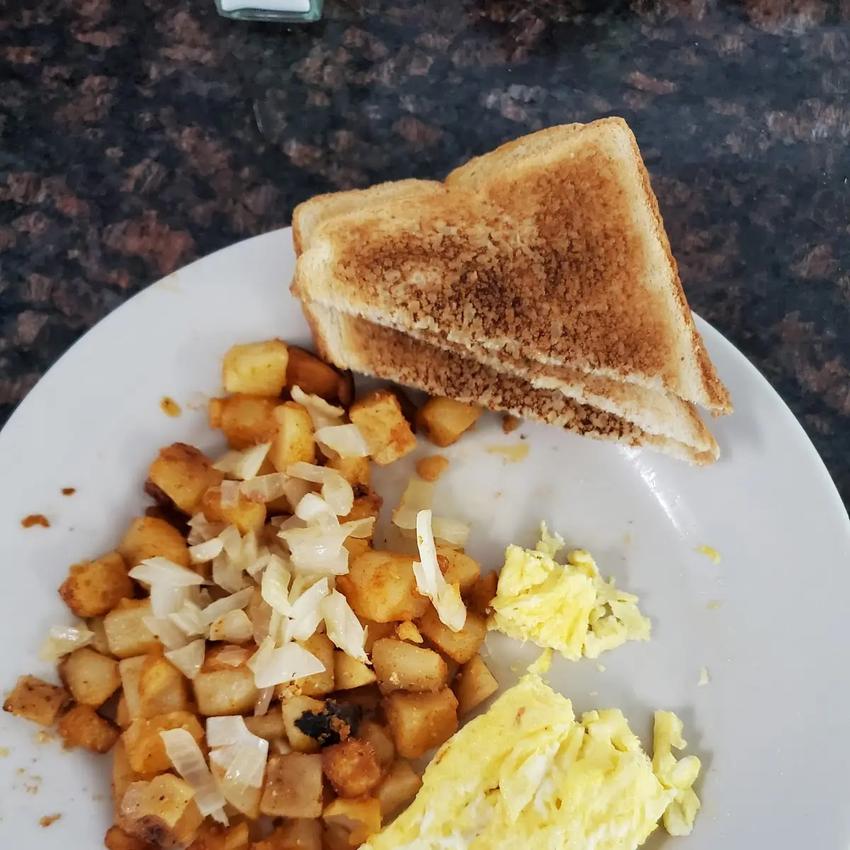 Eggs Home Fries and Toast